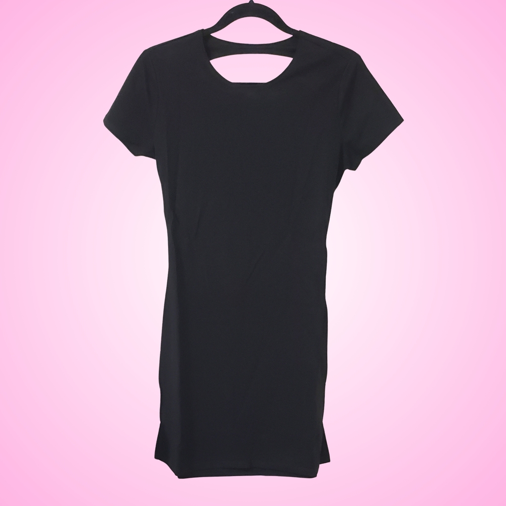 Reformation Laura Harrier Christy Knit Mini Dress Large Black Open Back NWT